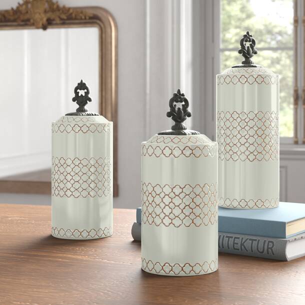 DrewDeRoseDesigns Rustic Quilted 3 Piece Kitchen Canister Set Reviews   3 Piece Kitchen Canister Set 